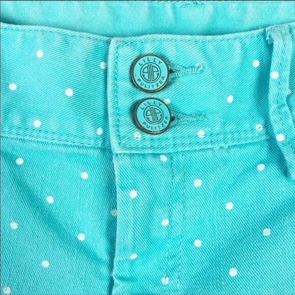 LILLY PULITZER | Polka Dot Worth Skinny Zip Jeans Turquoise White Women’s Size 0 - Picture 6 of 11